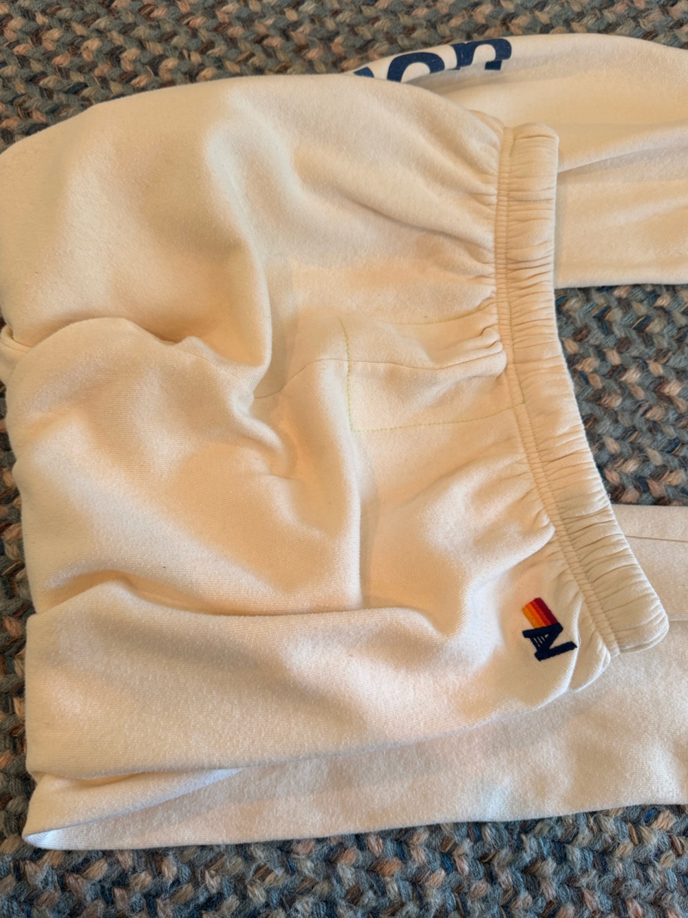 Aviator Nation Cream Rainbow Logo Sweatpants sz L - Picture 6 of 6